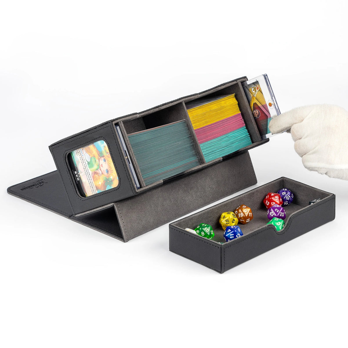 cardcosmos - 200+ Premium Deck Box Dice Tray Schwarz