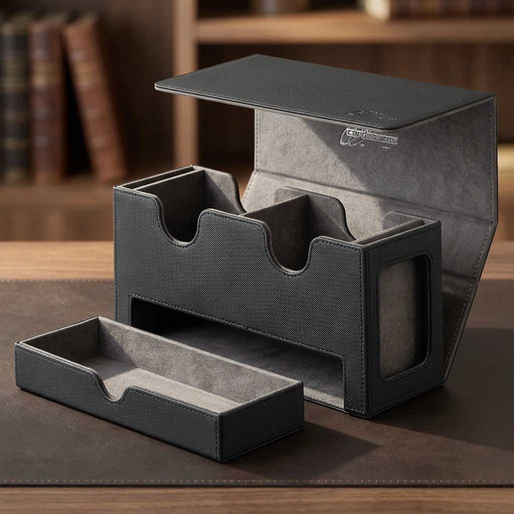 cardcosmos - 200+ Premium Deck Box Dice Tray Schwarz