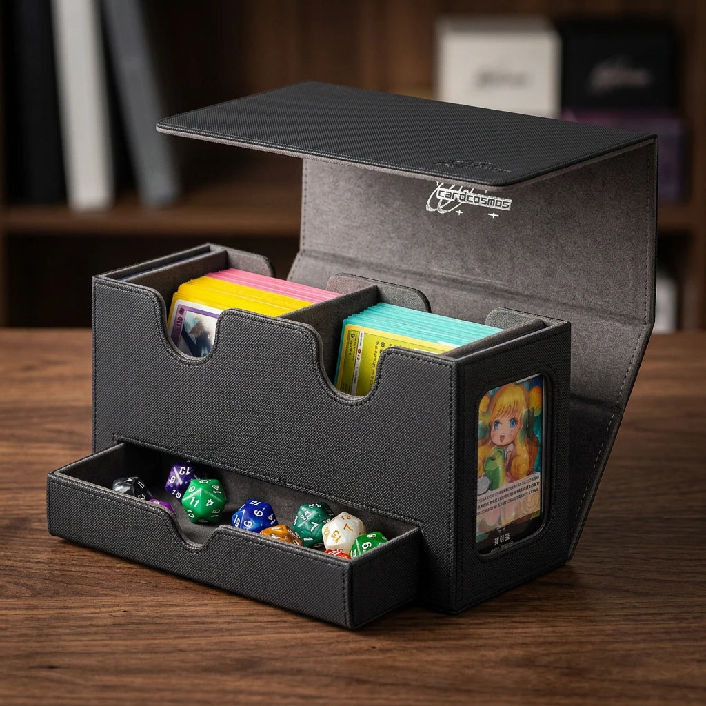 cardcosmos - 200+ Premium Deck Box Dice Tray Schwarz