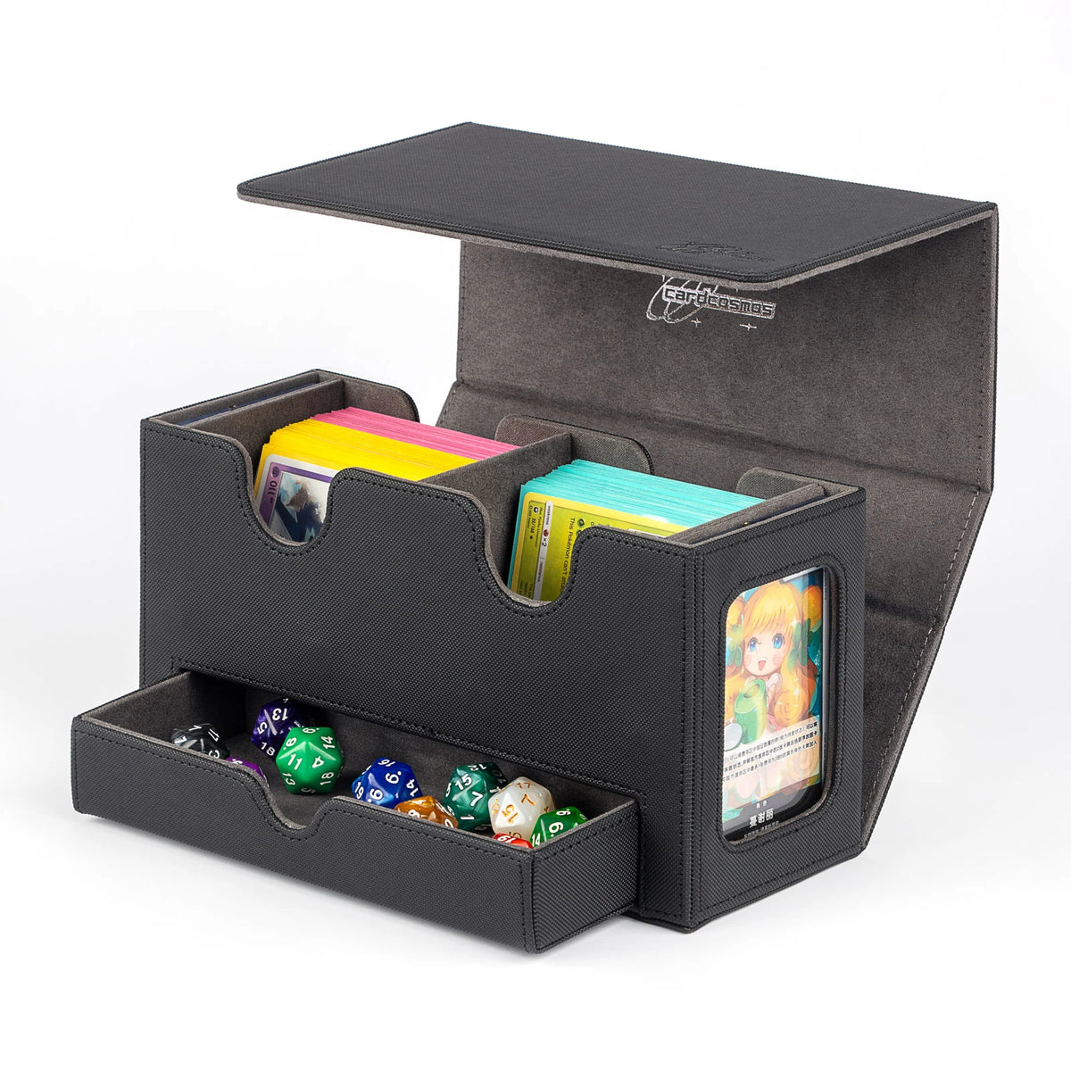 cardcosmos - 200+ Premium Deck Box Dice Tray Schwarz