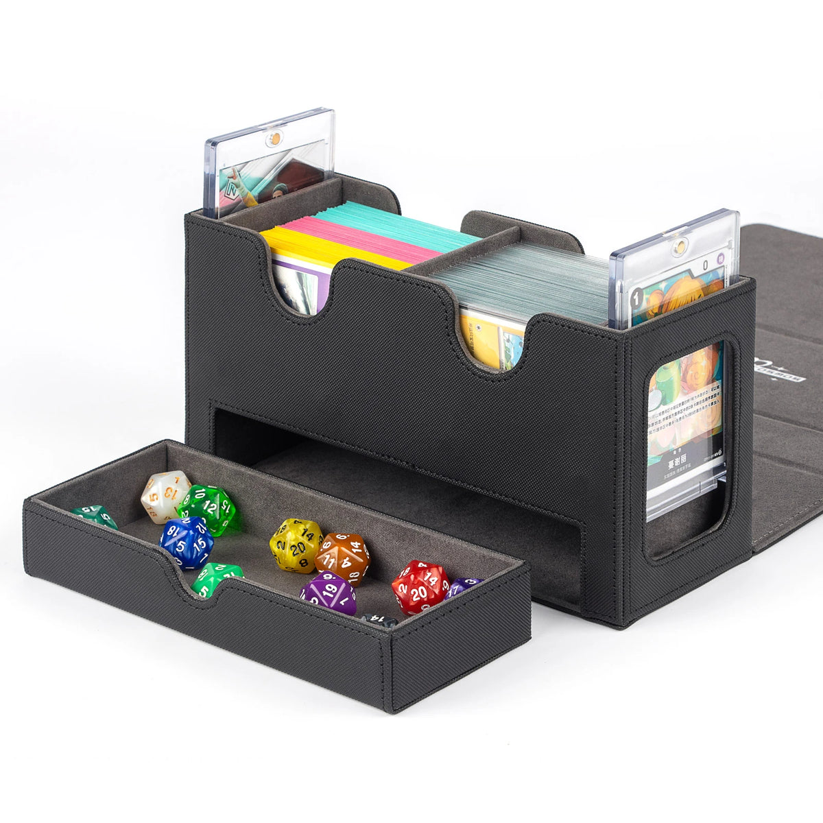 cardcosmos - 200+ Premium Deck Box Dice Tray Schwarz