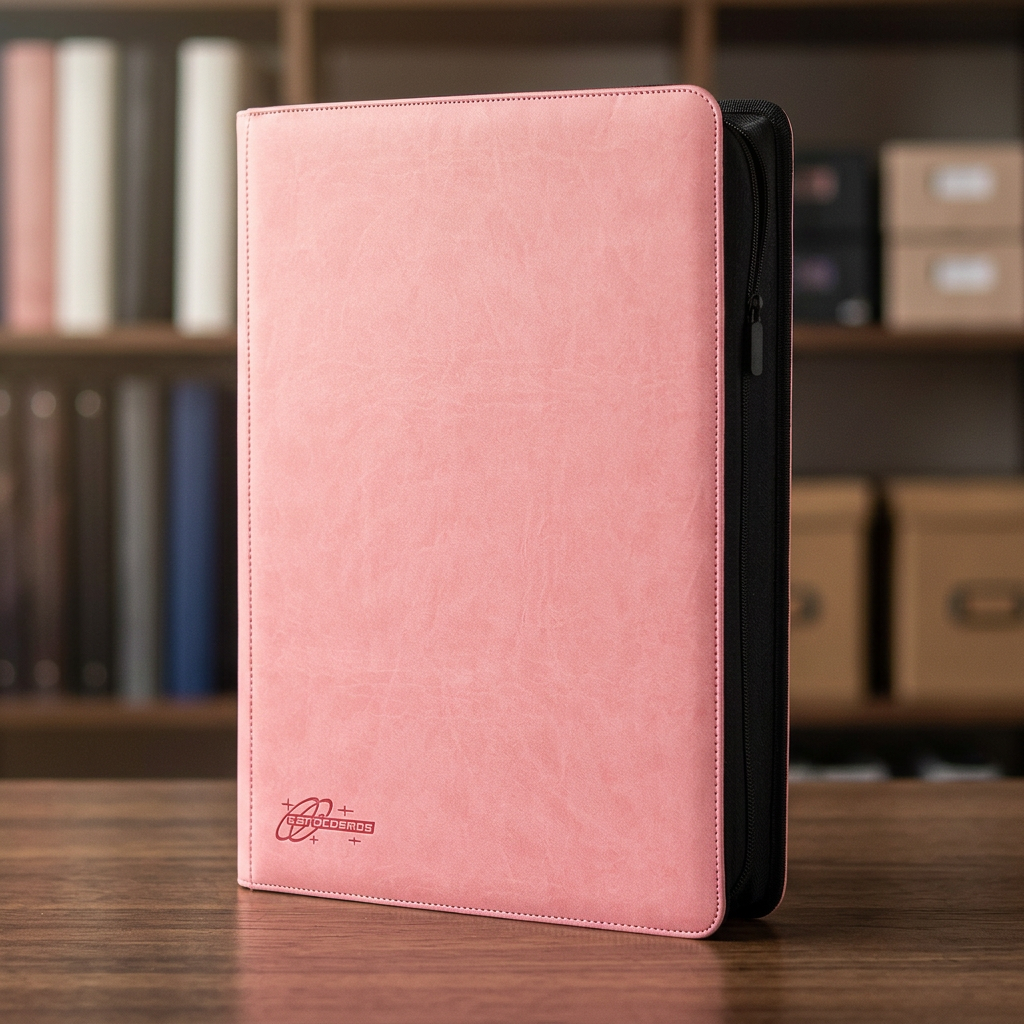 cardcosmos - 16 Pocket Zip Premium XXL Leather Binder - Pink