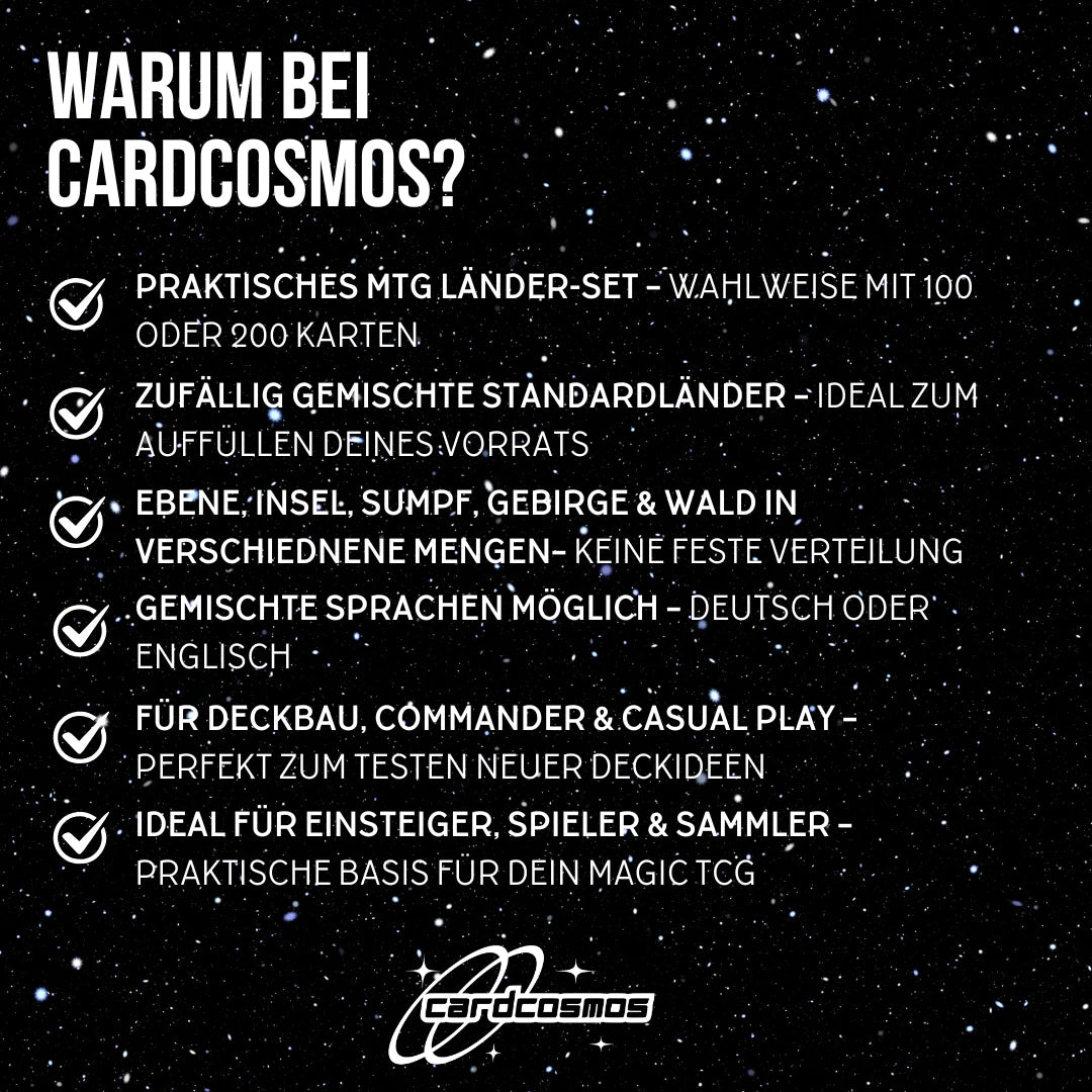 Magic Standardländer Set – 100 oder 200 zufällig gemischte Karten