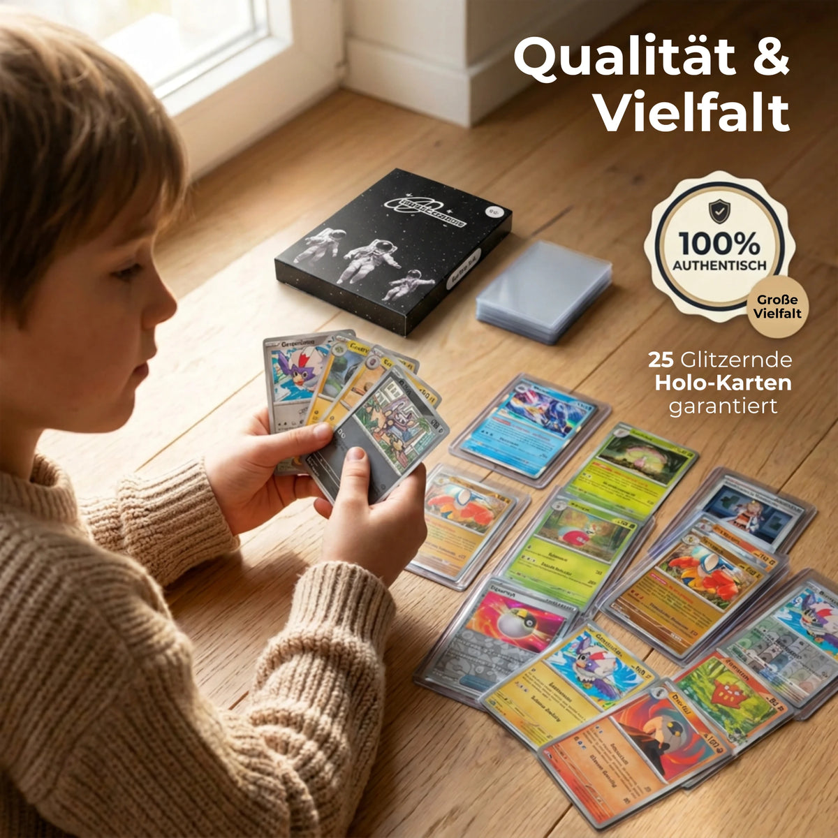 Pokémon Card Set English – 200 cards incl. 25 Holo + 100 Card Sleeves