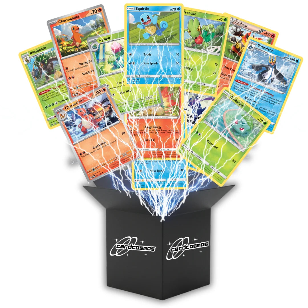 Pokémon Karten Set Englisch – 20 Karten Starter Pokémon & Entwicklungen – Zufällig zusammengestellt