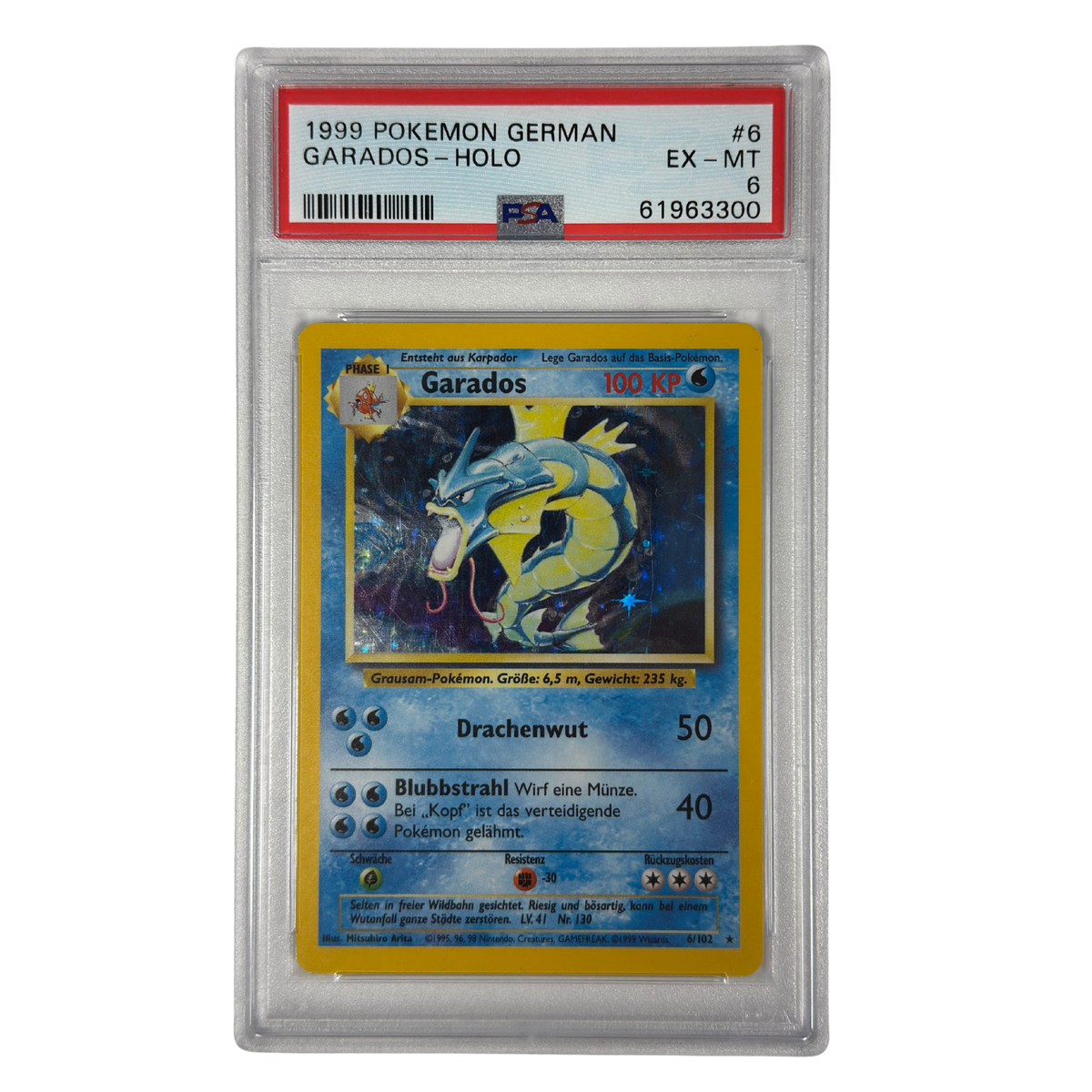 Pokémon - Gyarados Holo #6/102 Base Set (1999) German – PSA 6 EX-MT