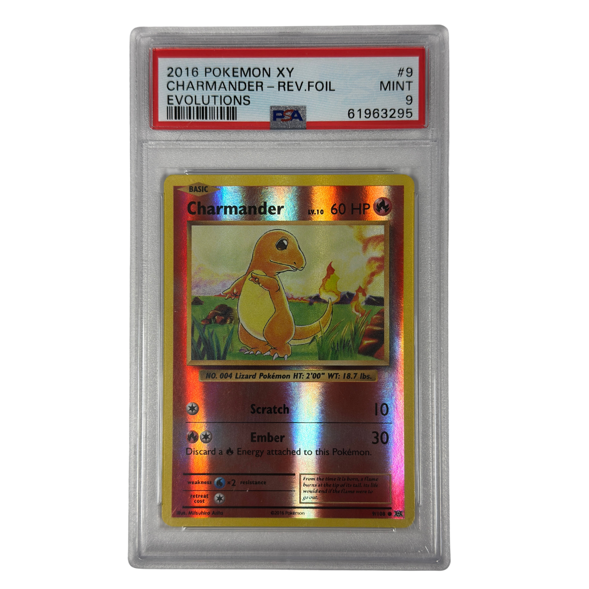 Pokémon - Charmander Reverse Holo #9/108 (XY Evolutions) – PSA 9 Mint