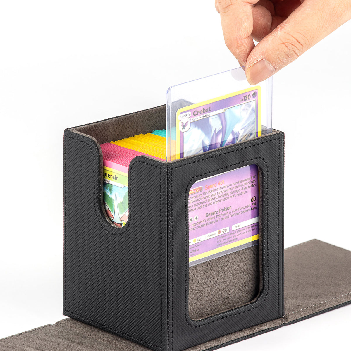 cardcosmos - 100+ Commander Deck Box mit Sichtfenster - Schwarz