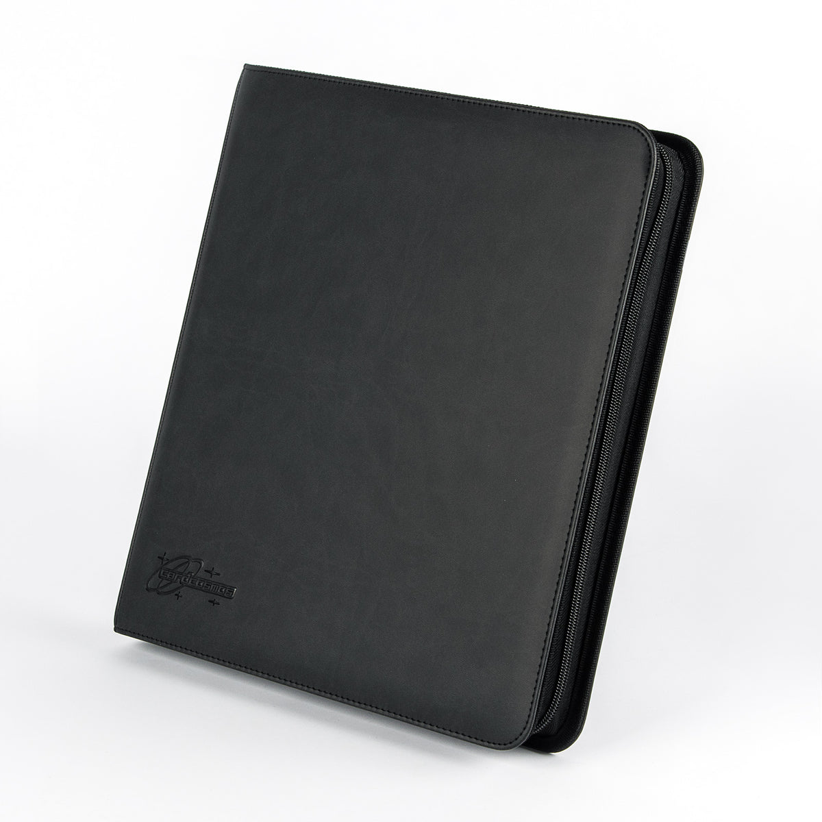 cardcosmos - 12 Pocket Zip Premium Leather Binder - Schwarz