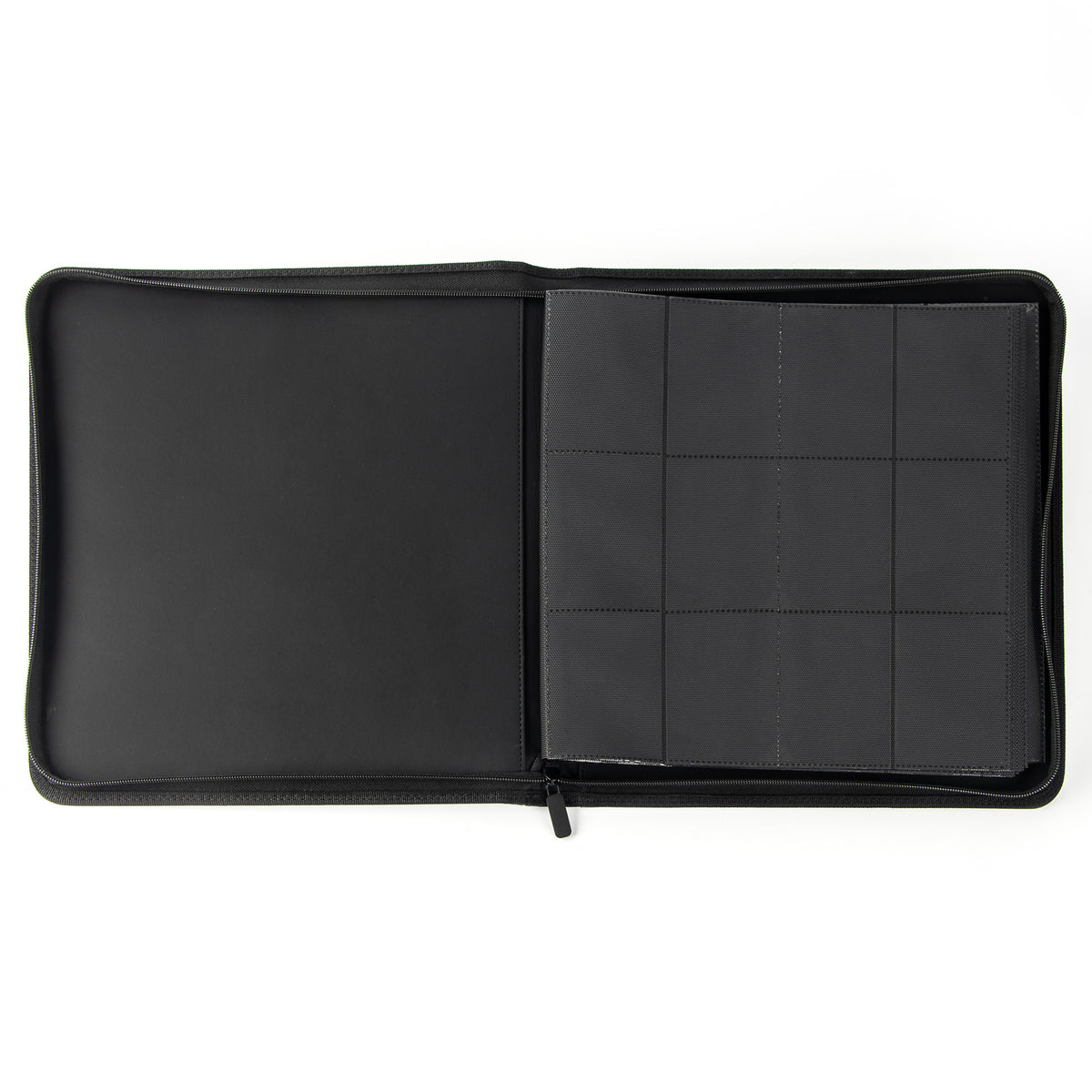 cardcosmos - 12 Pocket Zip Premium Leather Binder - Schwarz