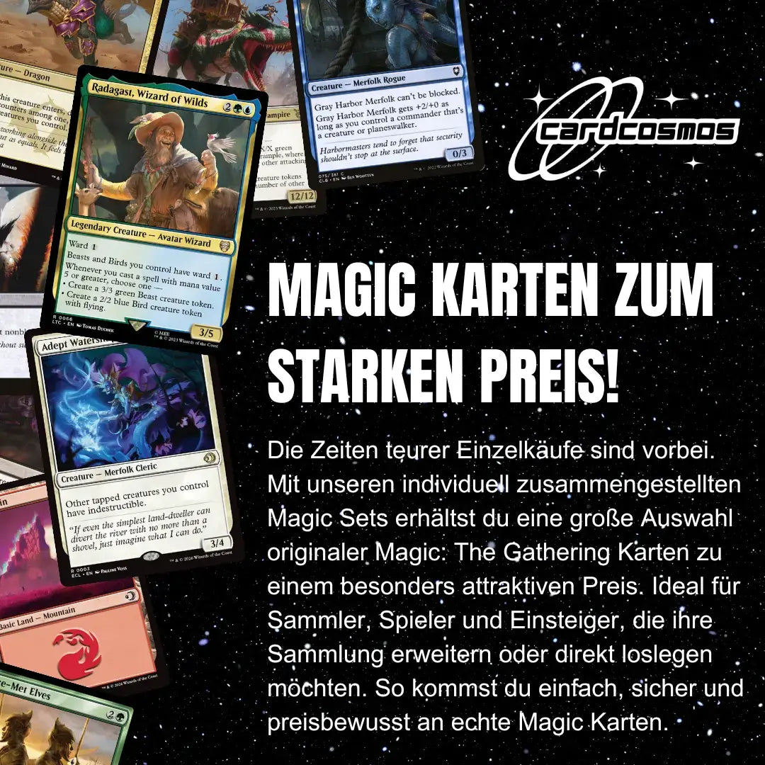 Magic: The Gathering Card Set English – 25 cards incl. 2 Rares + 100 Card Sleeves