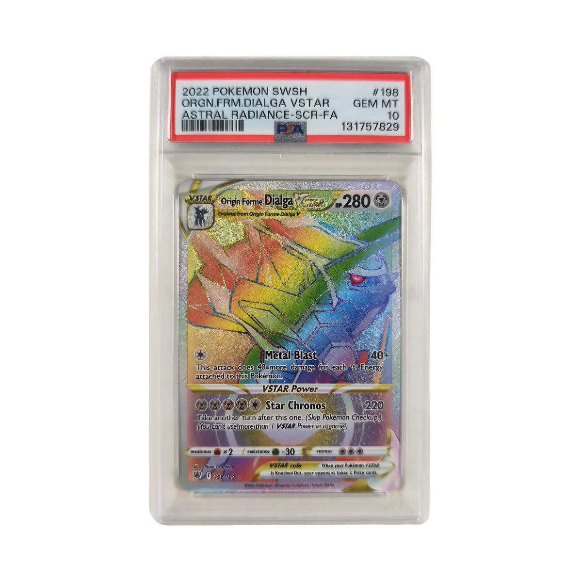 Pokémon - Origin Forme Dialga VSTAR Gold #198/189 (Astral Radiance) – PSA 10 Gem Mint
