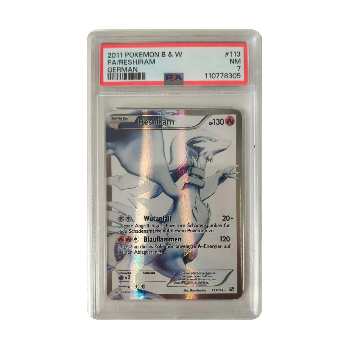 Pokémon - Reshiram Full Art #113/114 (Black & White) – PSA 7 NM