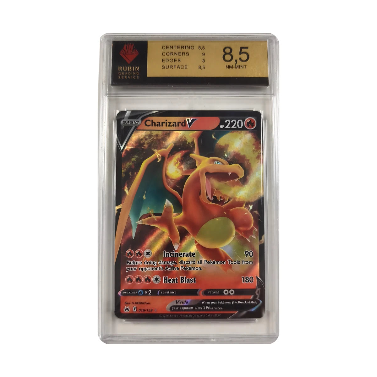 Pokémon - Charizard V #018/159 (Crown Zenith) – RGS 8.5 NM-Mint