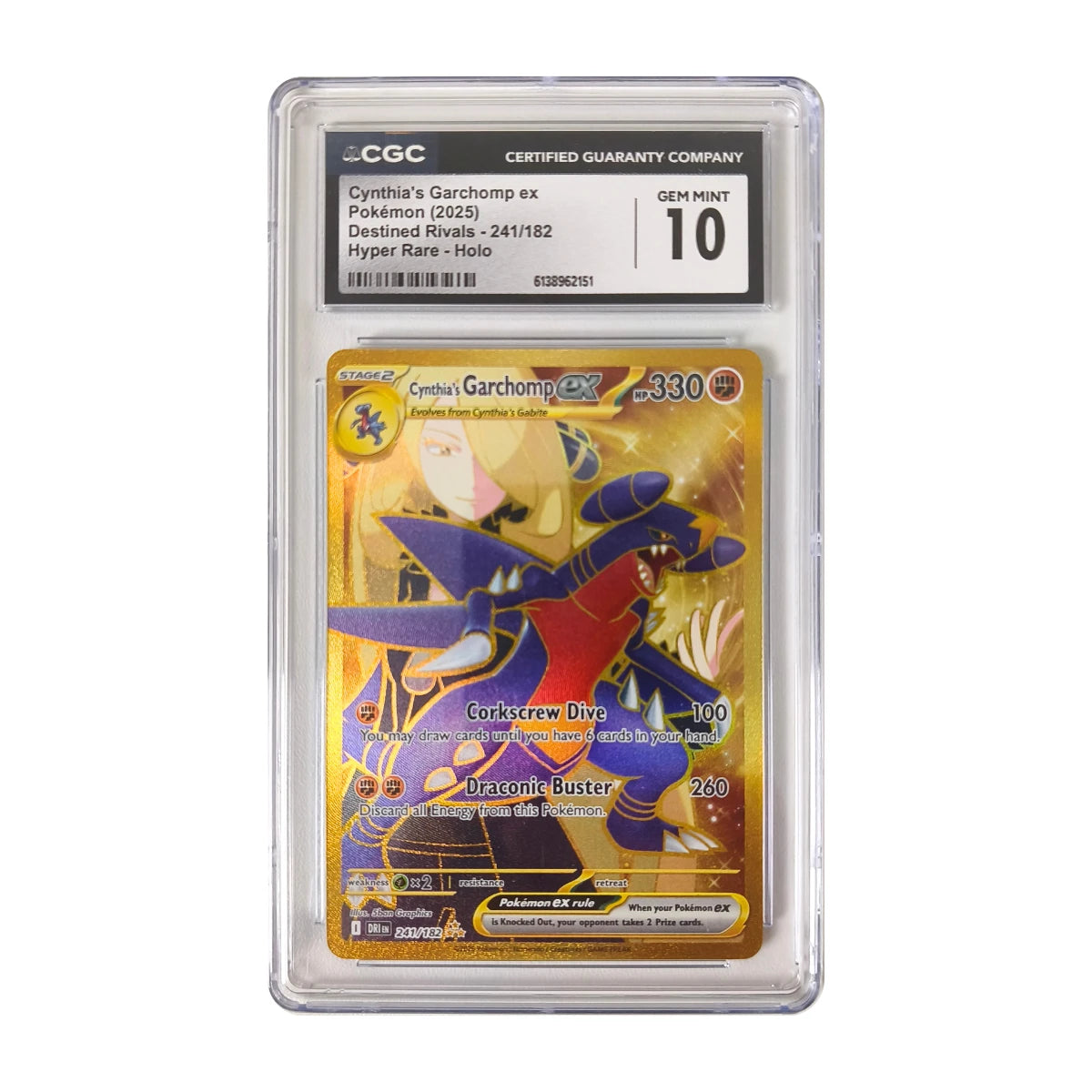 Pokémon - Cynthia's Garchomp ex Hyper Rare #241/182 (Destined Rivals) – CGC 10 Gem Mint