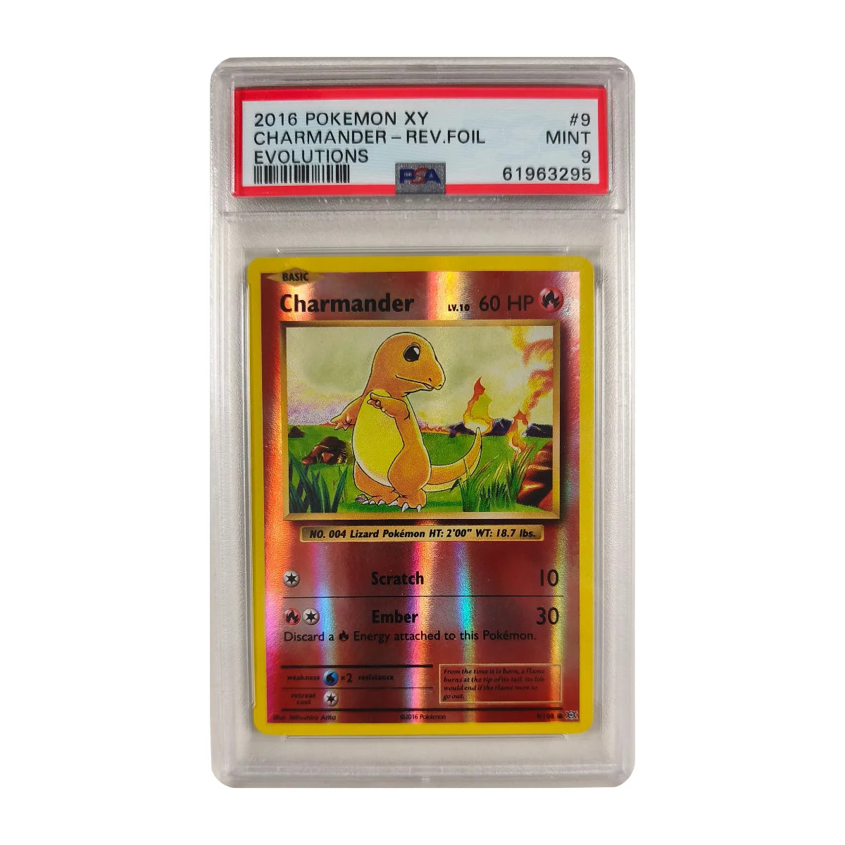Pokémon - Charmander Reverse Foil #9/108 (Evolutions) – PSA 9 Mint