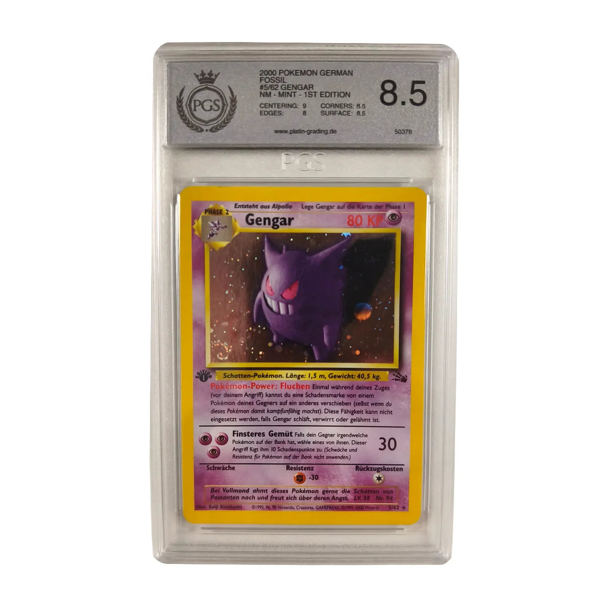 Pokémon - Gengar Holo #5/62 1st Edition (Fossil) – PGS 8.5 NM-Mint