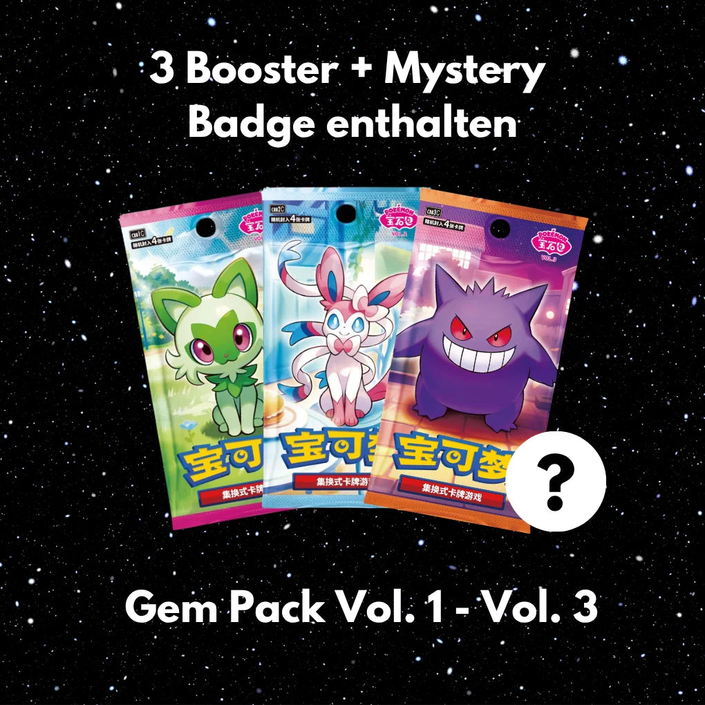 Pokémon Gem Pack Badge Set CHN – 3 Booster + Promo + Magnet Badge
