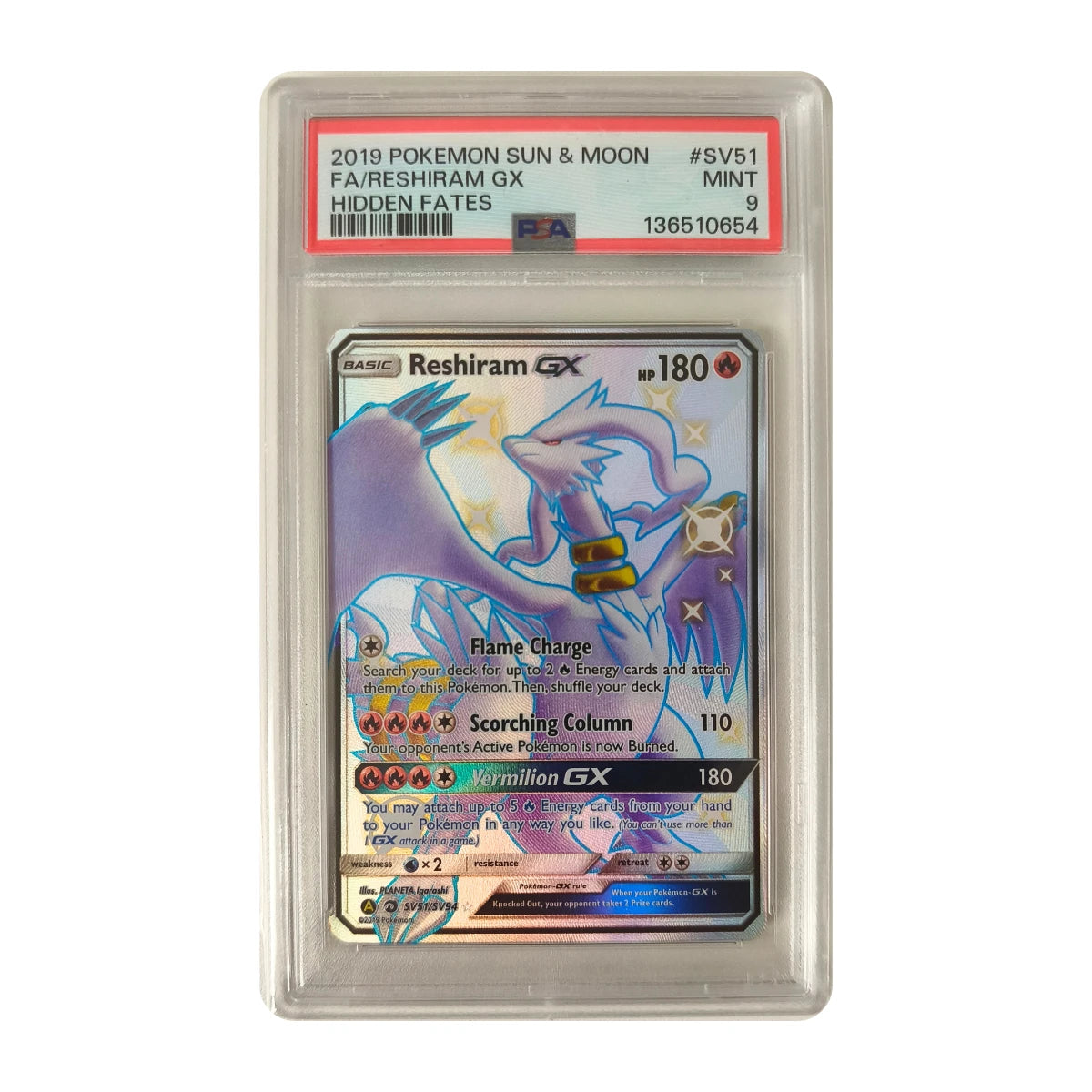 Pokémon - Reshiram GX Shiny Vault #SV51/SV94 (Hidden Fates) – PSA 9 Mint