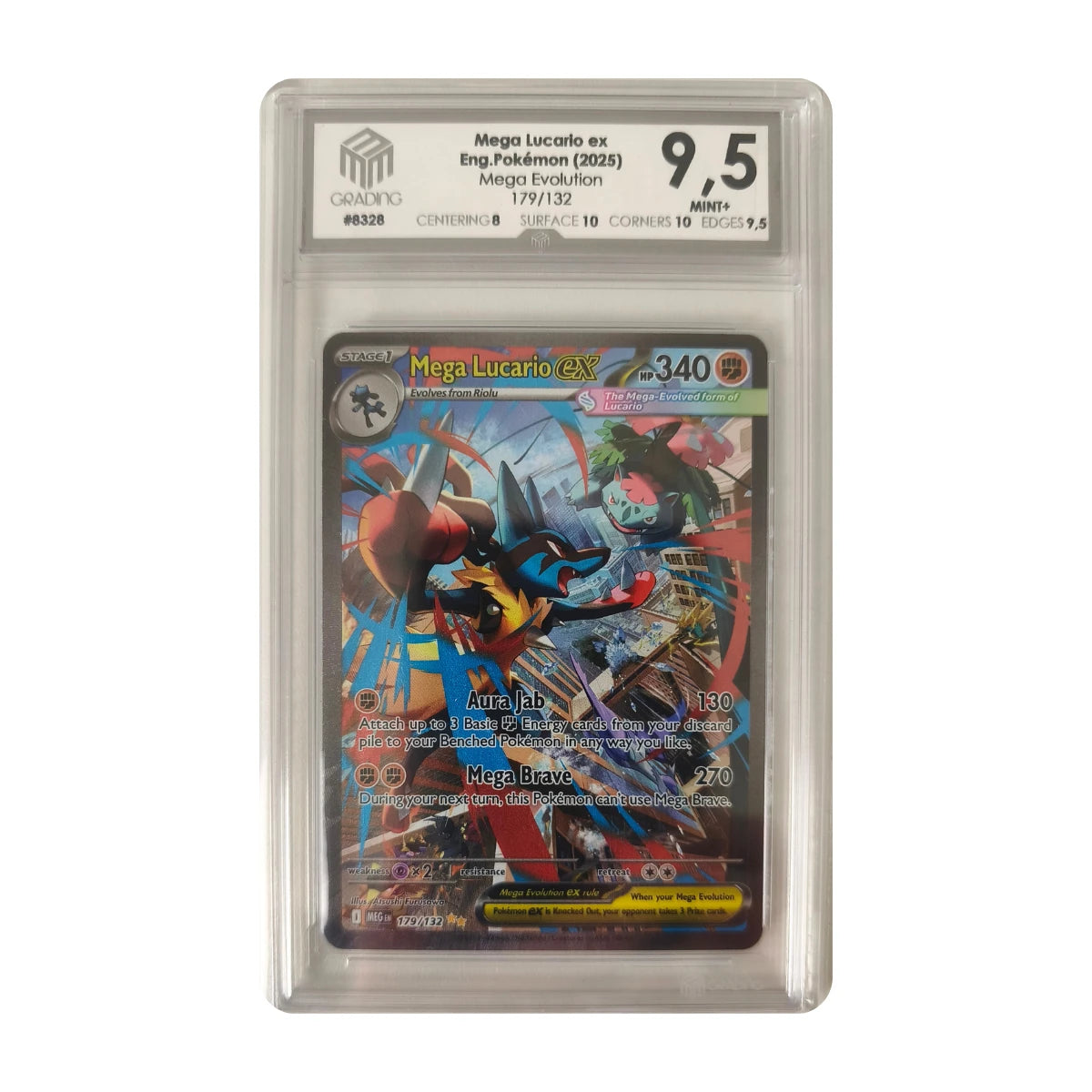 Pokémon - Mega Lucario ex #179/132 (Mega Evolution) – M3 Grading 9.5 Mint+