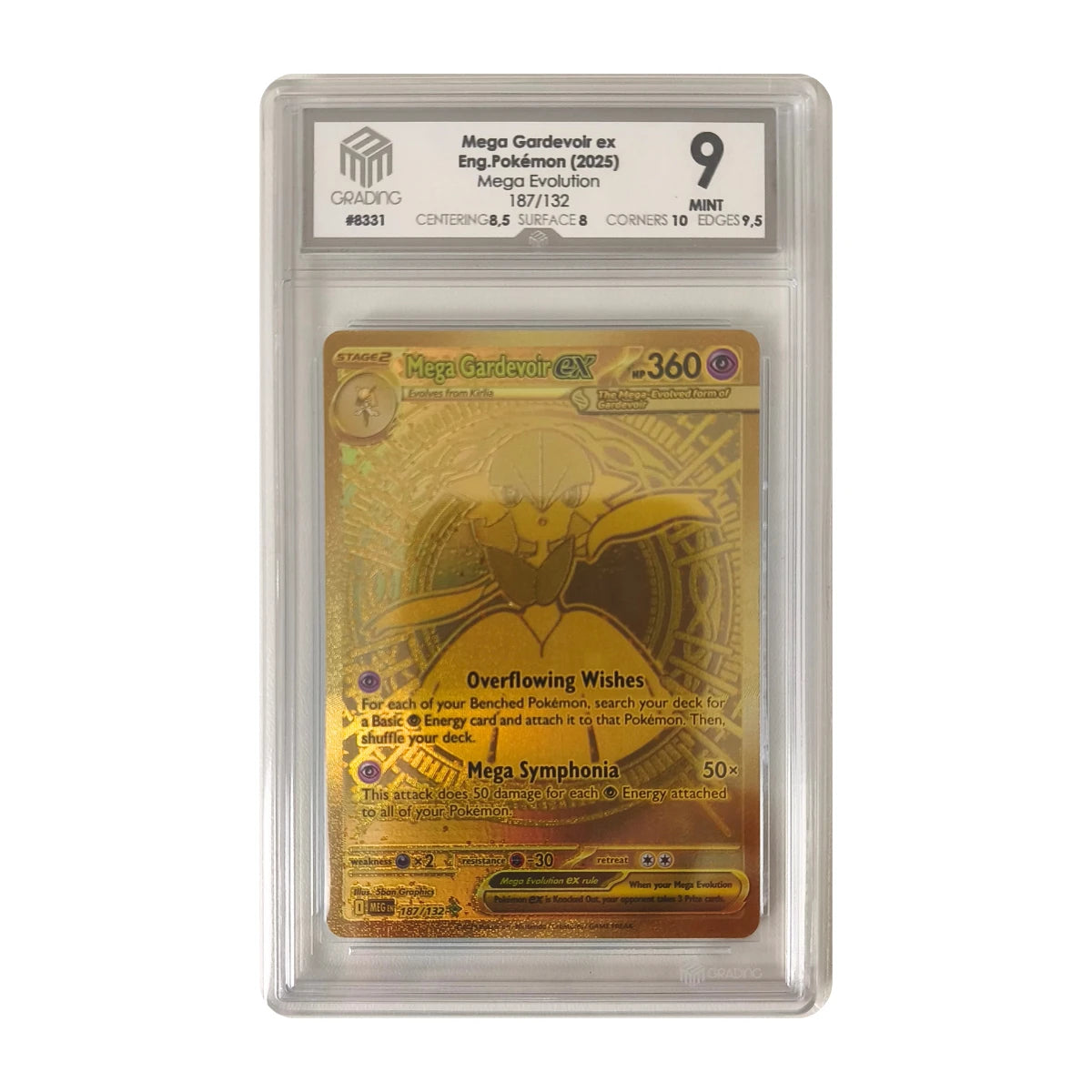 Pokémon - Mega Gardevoir ex Gold Rare #187/132 (Mega Evolution) – M3 Grading 9 Mint