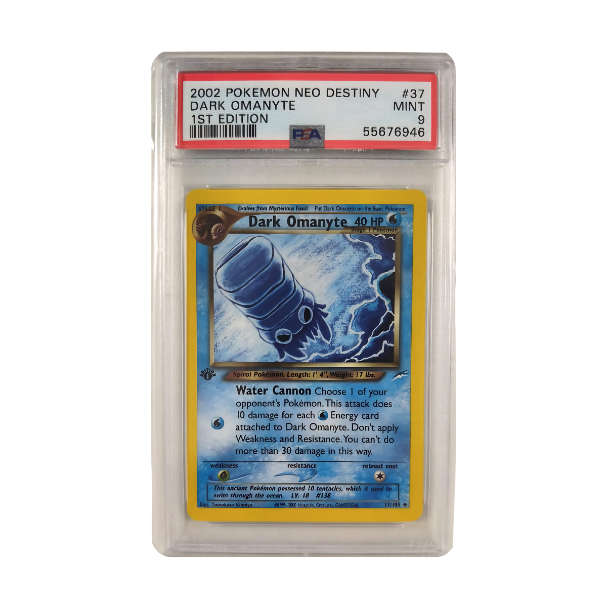 Pokémon - Dark Omanyte #37/105 1st Edition (Neo Destiny) – PSA 9 Mint