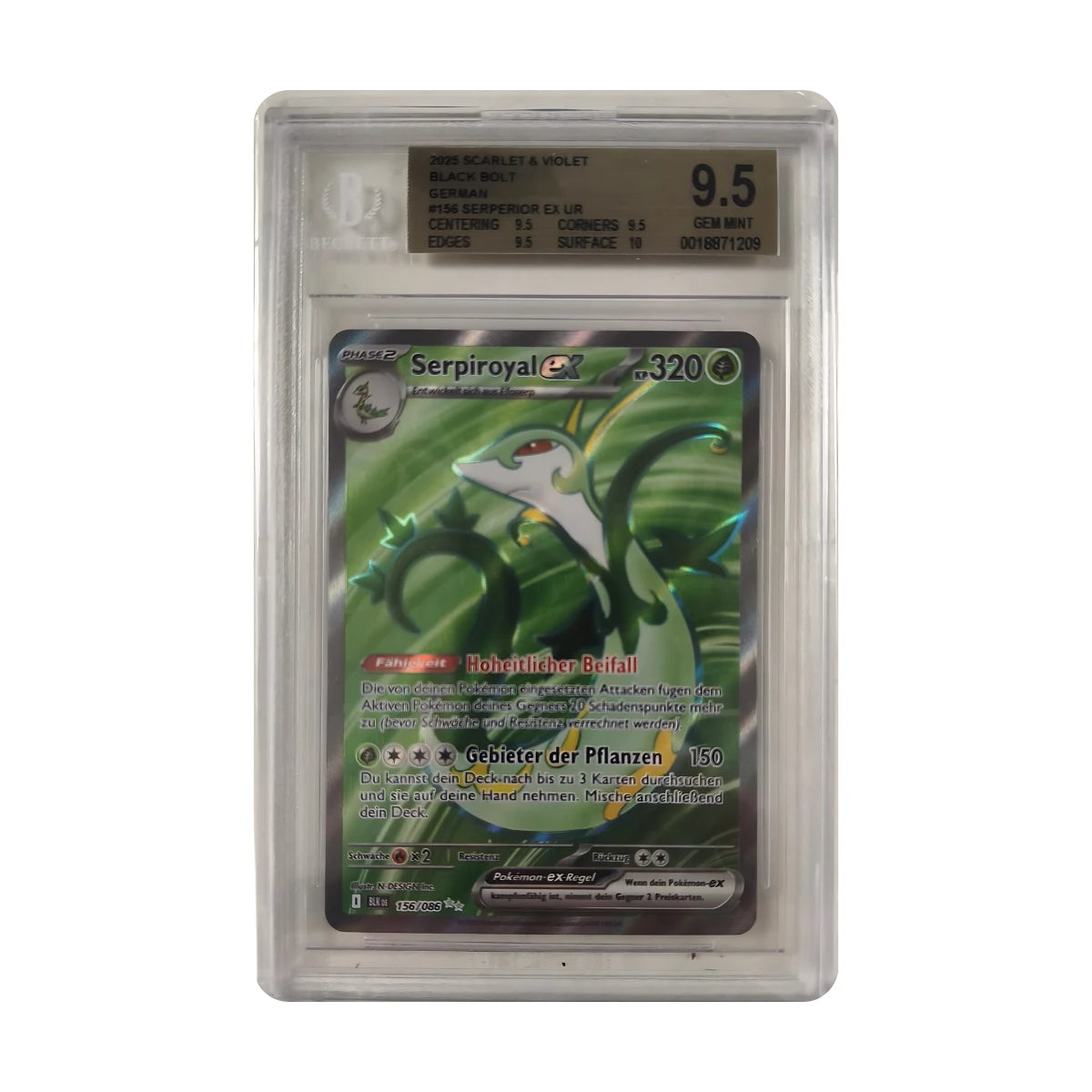 Pokémon - Serpiroyal ex UR #156/086 (Schwarze Blitze) – BGS 9.5 Gem Mint