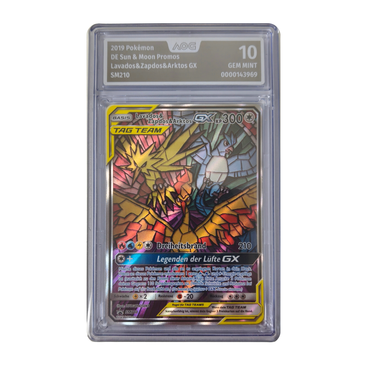 Pokémon - Moltres & Zapdos & Articuno GX Promo SM210 – AOG 10 Gem Mint