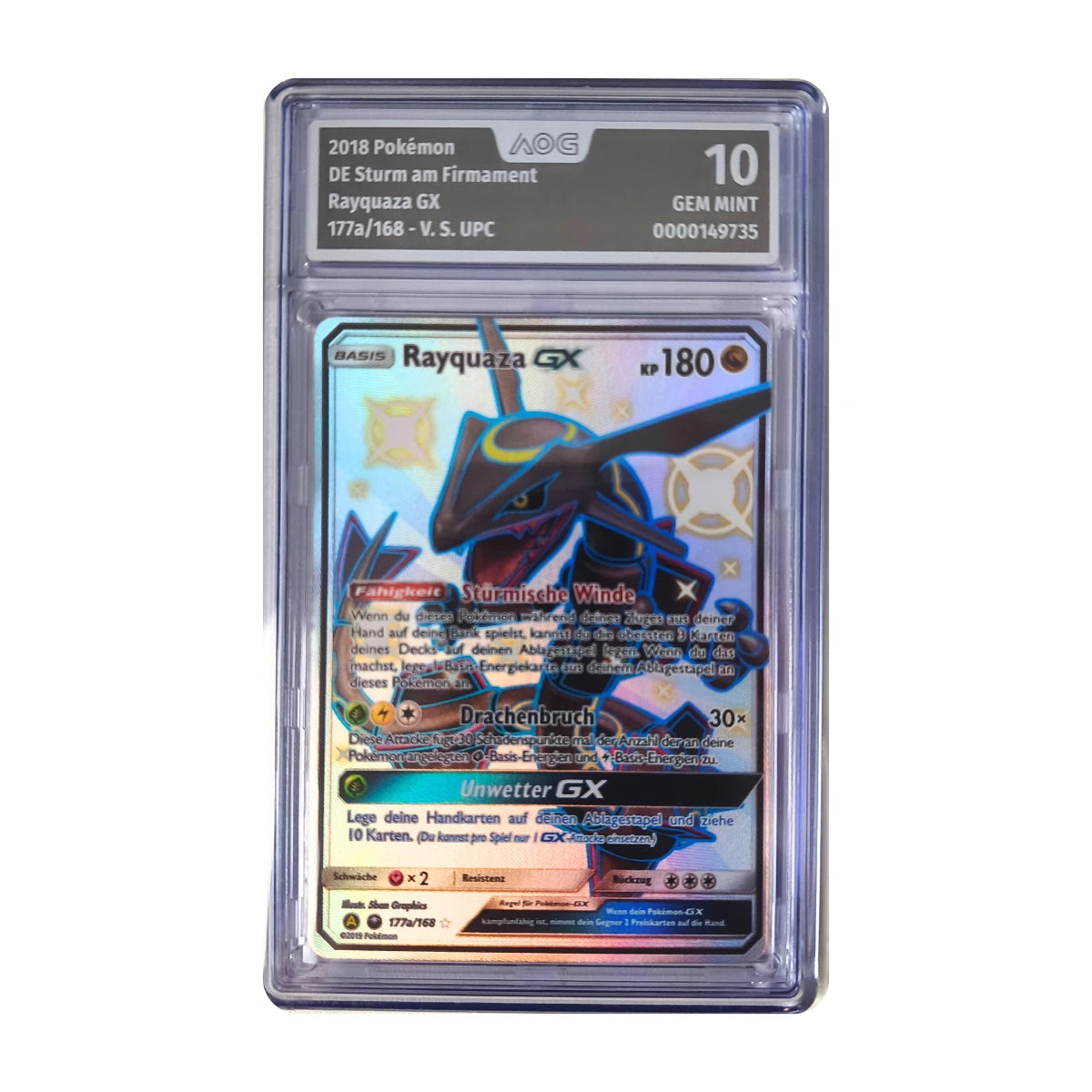 Pokémon - Rayquaza GX #177a/168 (Sturm am Firmament) – AOG 10 Gem Mint