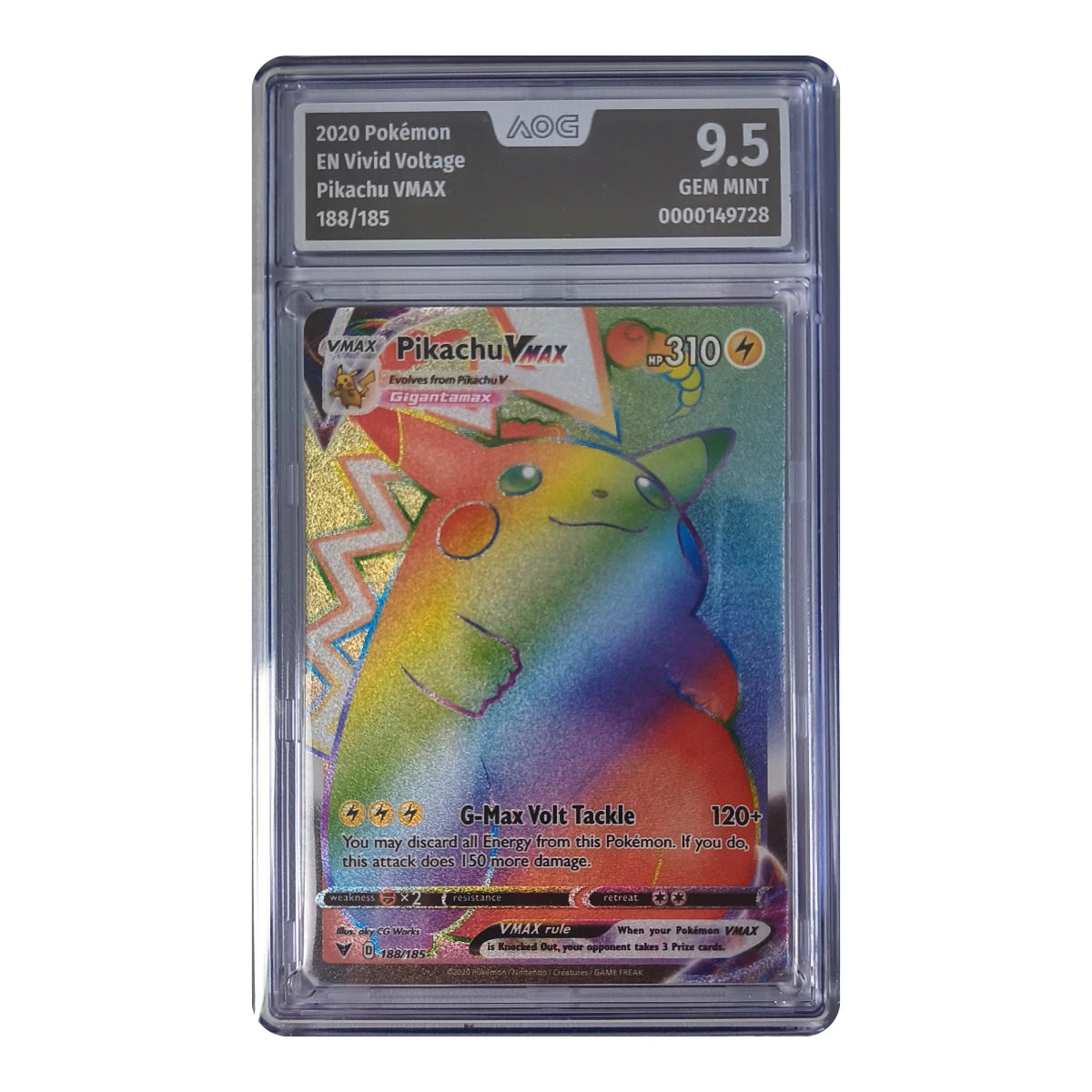 Pokémon - Pikachu VMAX Rainbow Rare #188/185 (Vivid Voltage) – AOG 9.5 Gem Mint
