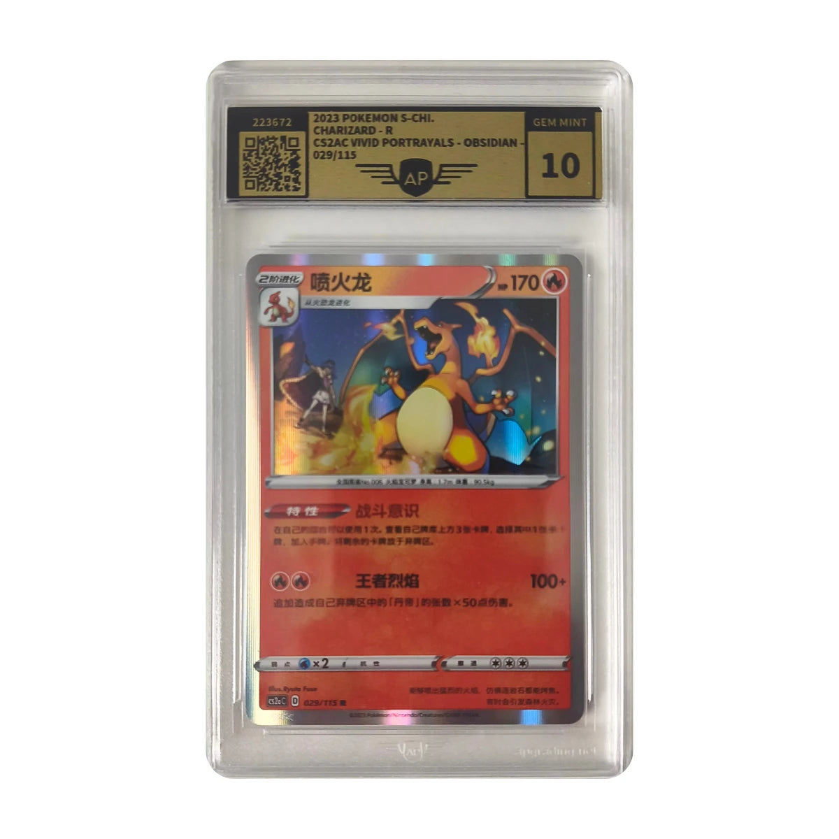 Pokémon - Charizard R #029/115 (Vivid Portrayals Obsidian) – APG 10 Gem Mint