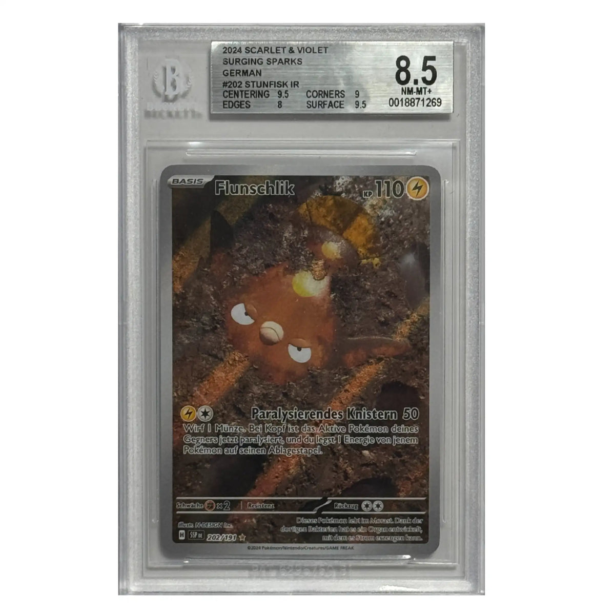 Pokémon – Flunschlik IR #202 (Surging Sparks) – BGS 8.5 NM-MT+