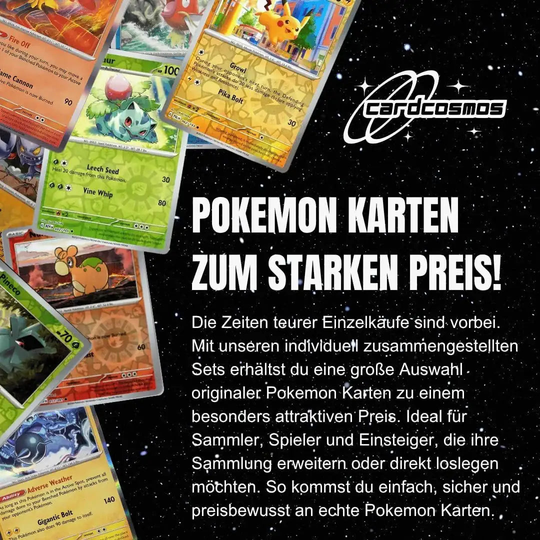 Pokémon Holo Karten Set Englisch – 50 Holo & Reverse Holo Karten + 100 Kartenhüllen