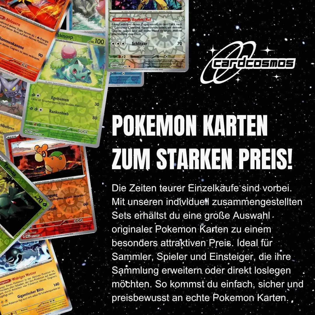 Pokémon Holo Karten Set Deutsch – 50 Holo & Reverse Holo Karten + 100 Kartenhüllen