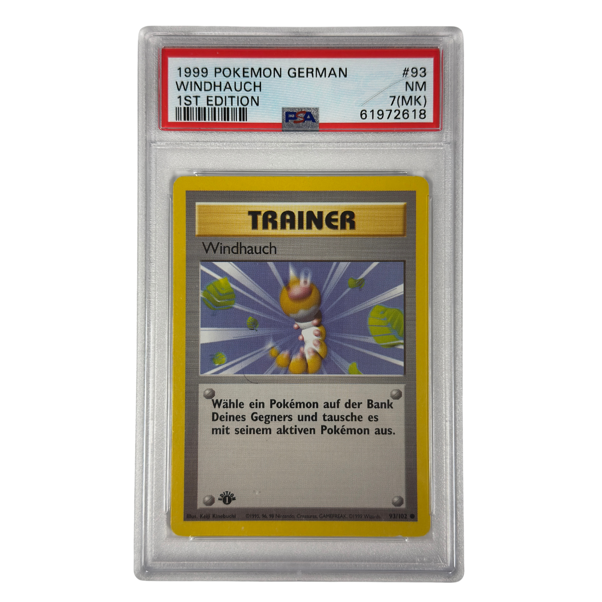 Pokémon - Gust 1st Edition #93/102 Base Set (1999) German – PSA 7 NM