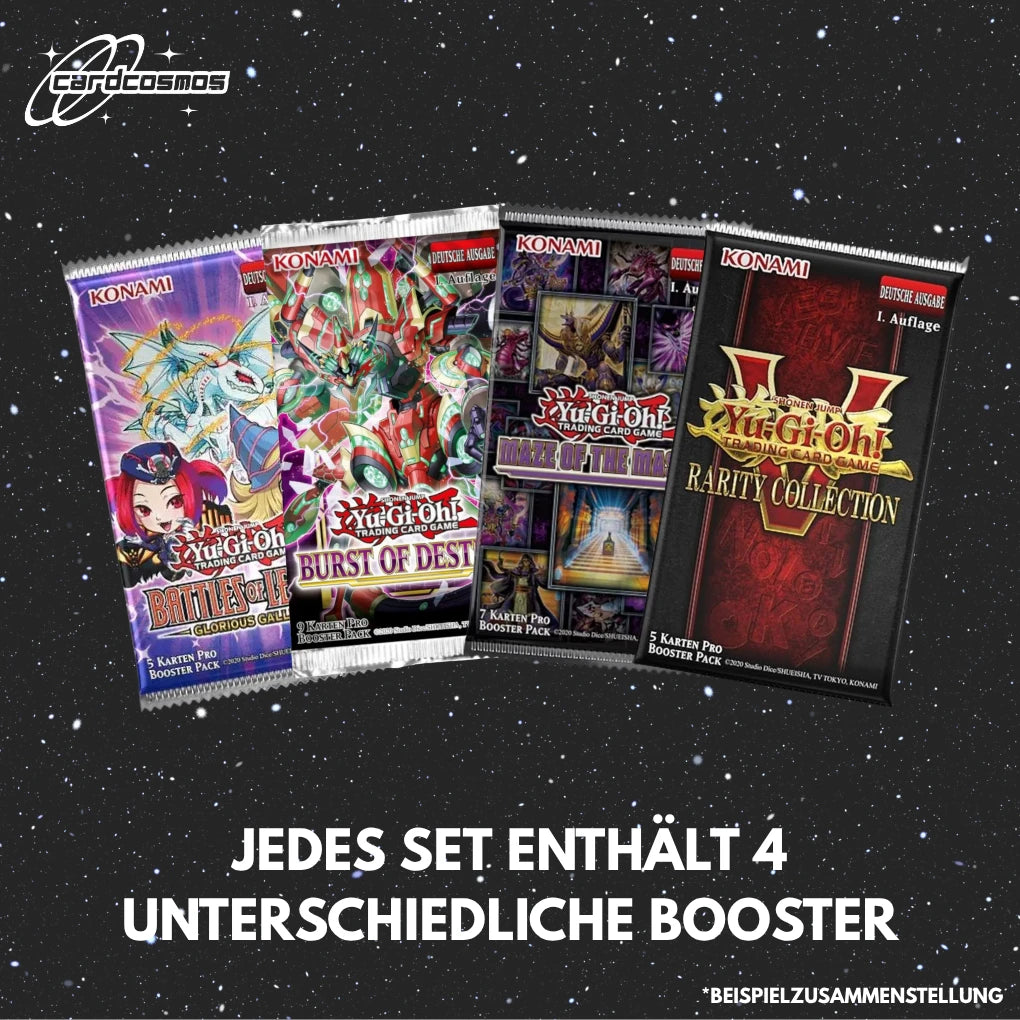 Yu-Gi-Oh! Mystery Booster Set Deutsch – 4 verschiedene zufällige Booster