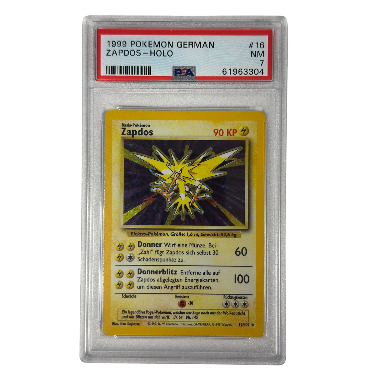 Pokémon - Zapdos Holo #16/102 (Base Set) – PSA 7 Near Mint